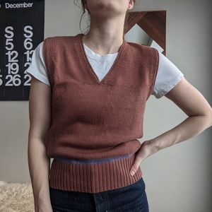 Vintage Copper Brown 100% Cotton Knit Swea…